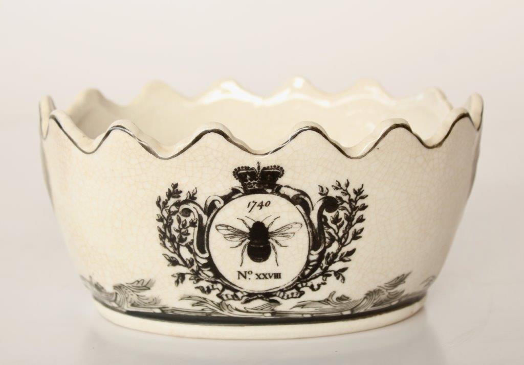 Small Black & White Bee Crown Planter